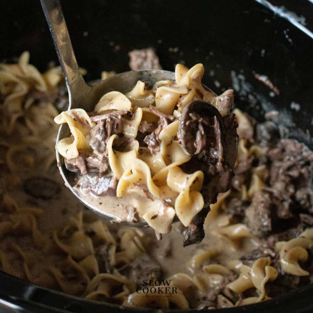 Slow Cooker Beef Stroganoff square image.